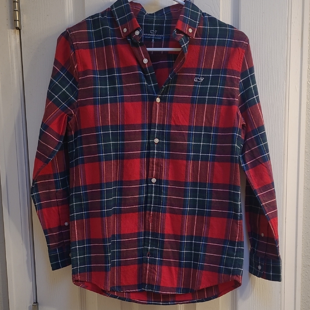 Vineyard Vines Red and Blue Plaid Button Down Shirt